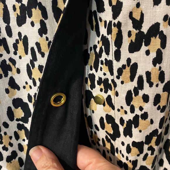 Chico’s Reversible Linen Jacket Leopard Print & Black Snap Front Size 2 (L/XL) - Picture 10 of 16